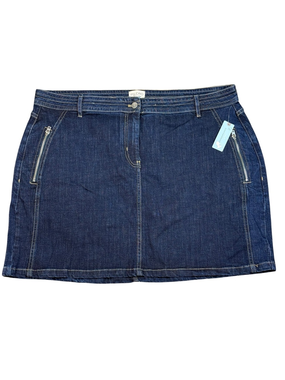 Pilcro Anthropologie Plus denim mini skirt NWT 18W zip pockets dark wash